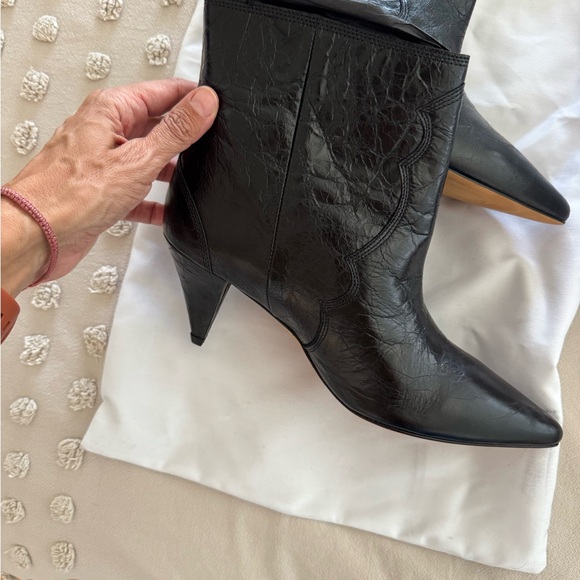 Black Leather Ankle Boots - Picture 6 of 7